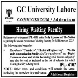 Jobs in GC University Lahore